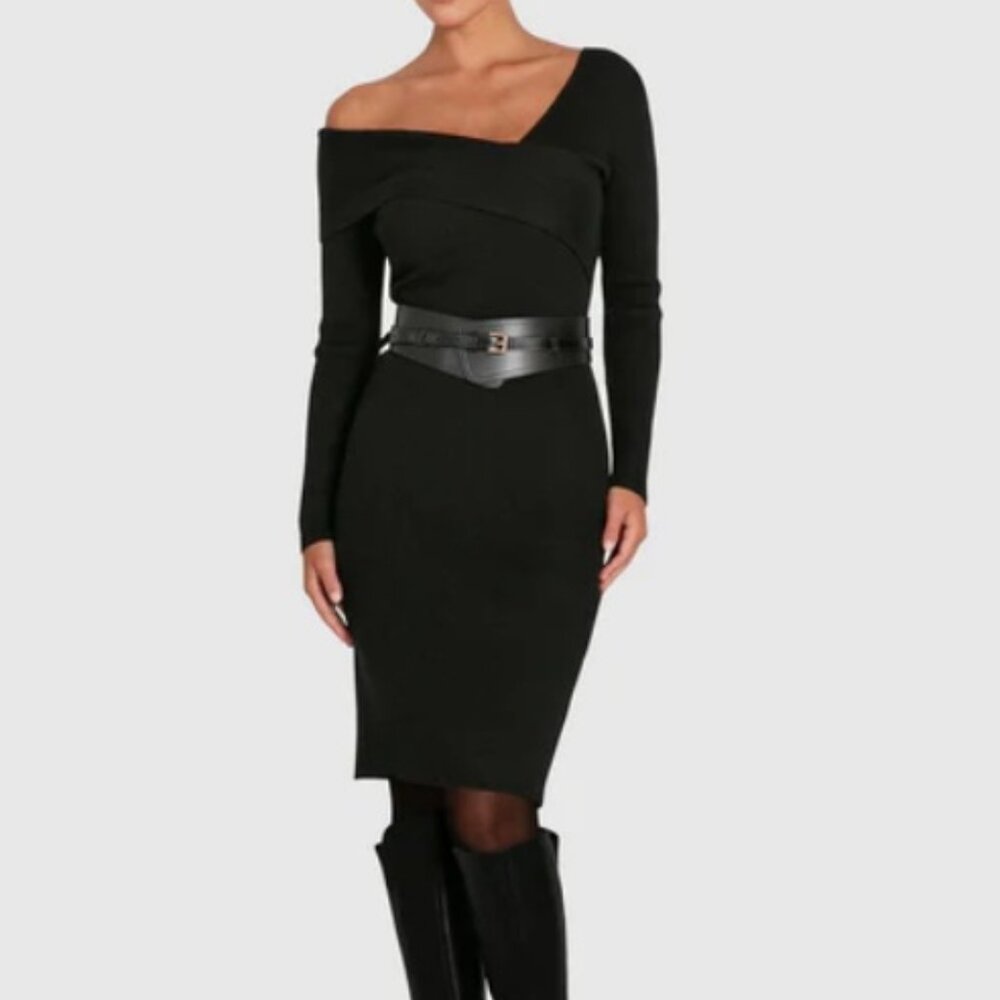 BELLE & BLOOM - THE WAY YOU MOVE KNIT DRESS - BLACK - MEDIUM - NWT